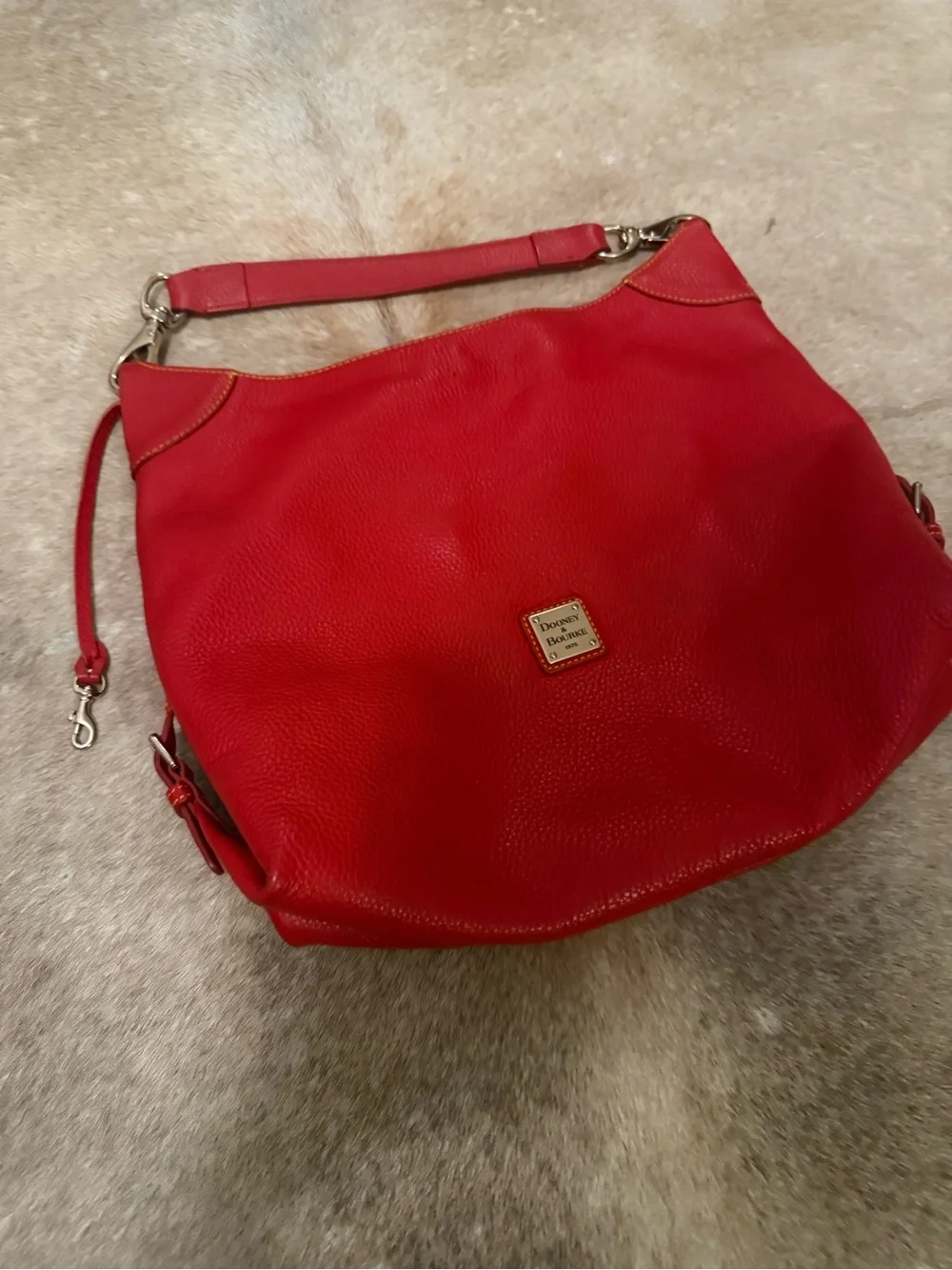 Dooney & Bourke Red Pebble Leather Hobo Bag Clean Clean